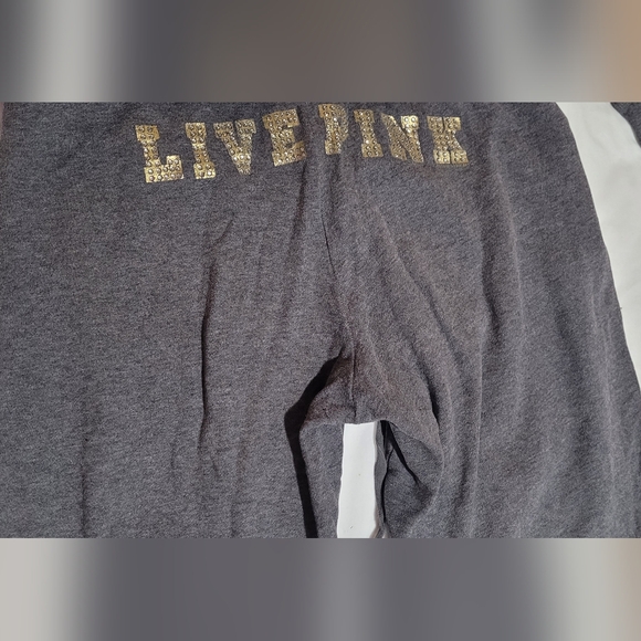 PINK Victoria's Secret Gray Sweatpants with Gold Lettering - Picture 4 of 8